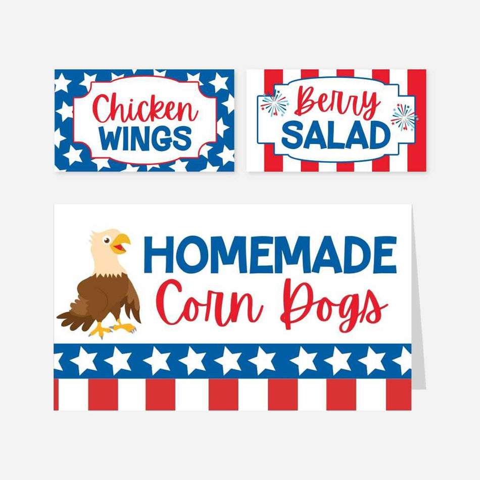 Independence Day BBQ Food Tent Cards Printable