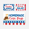 Independence Day BBQ Food Tent Cards Printable