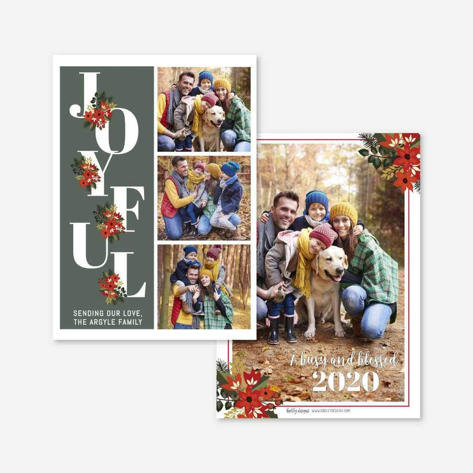 Joyful Floral Christmas Card Printable Template
