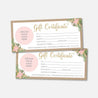 Kraft and Blush Gift Certificate Printable Template