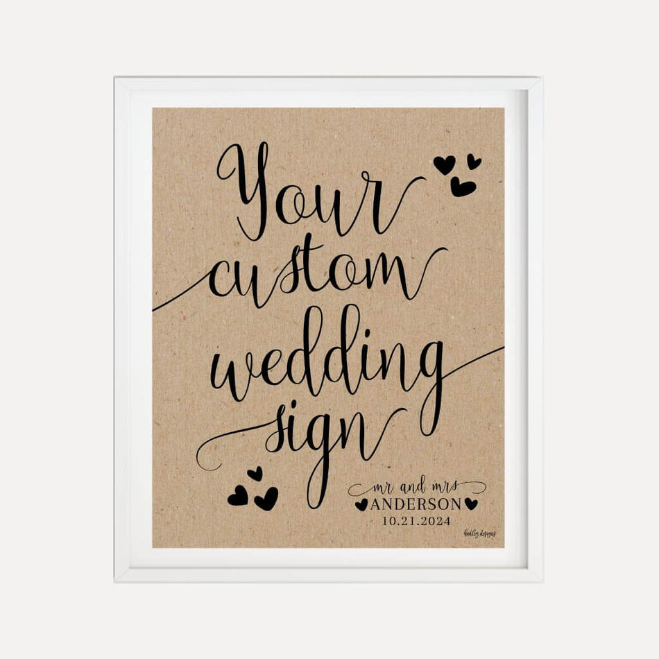 Kraft Calligraphy Wedding Custom Sign Printable Template