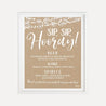 Kraft Lace Rustic Wedding Bar Drinks Sign Printable Template