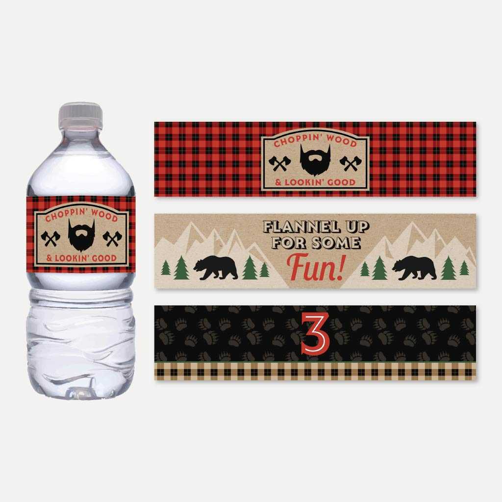 Printable Flannel Lumberjack Kids Party Bottle Label Template | Hadley Designs - Printables