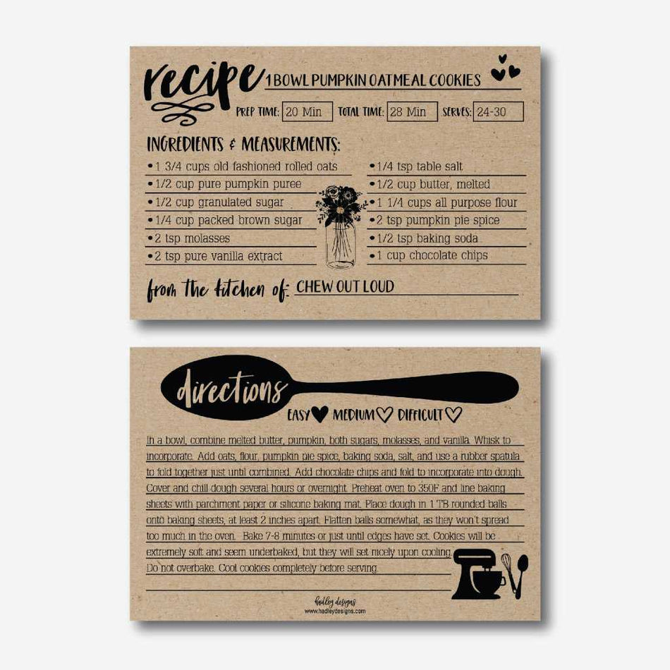 Recipe Card Printable Template