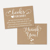 Kraft and White Floral Baby Shower Book Request Card Printable Template