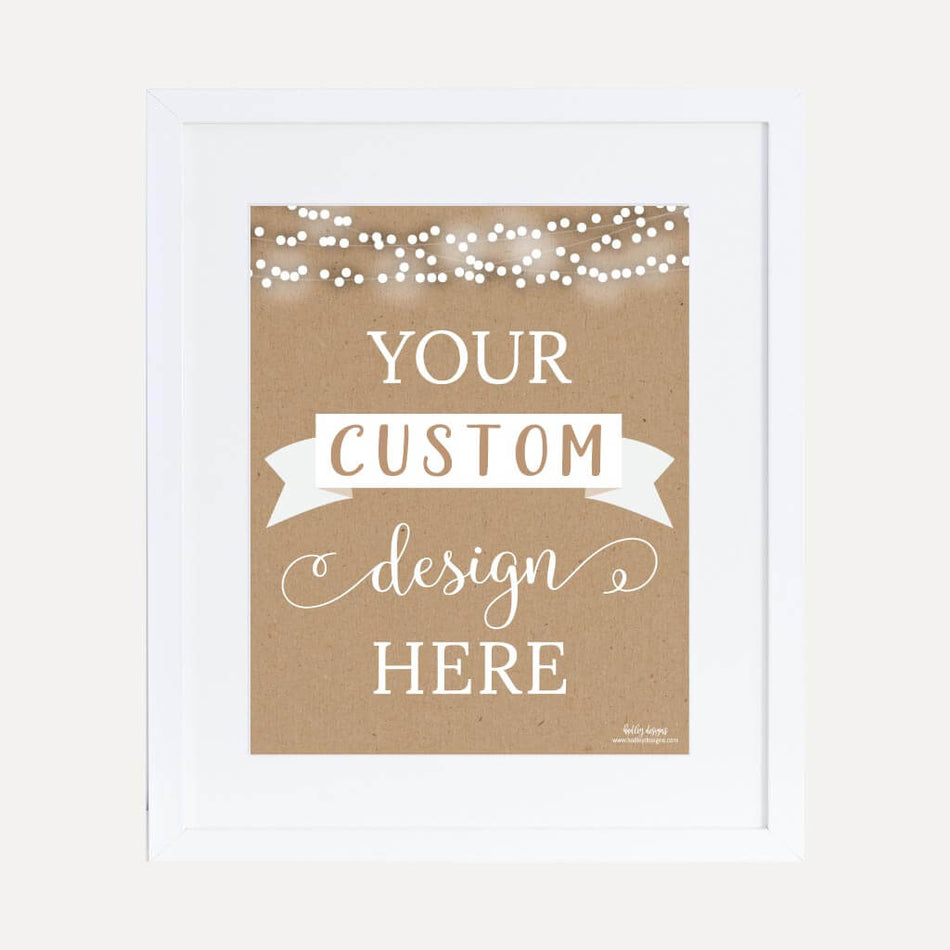 Kraft and White Floral Baby Shower Custom Sign Printable Template