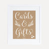 Kraft and White Floral Baby Shower Cards and Gifts Sign Printable Template