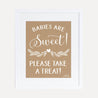 Kraft and White Floral Baby Shower Treats Sign Printable Template