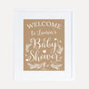 Kraft and White Floral Baby Shower Welcome Sign Printable Template