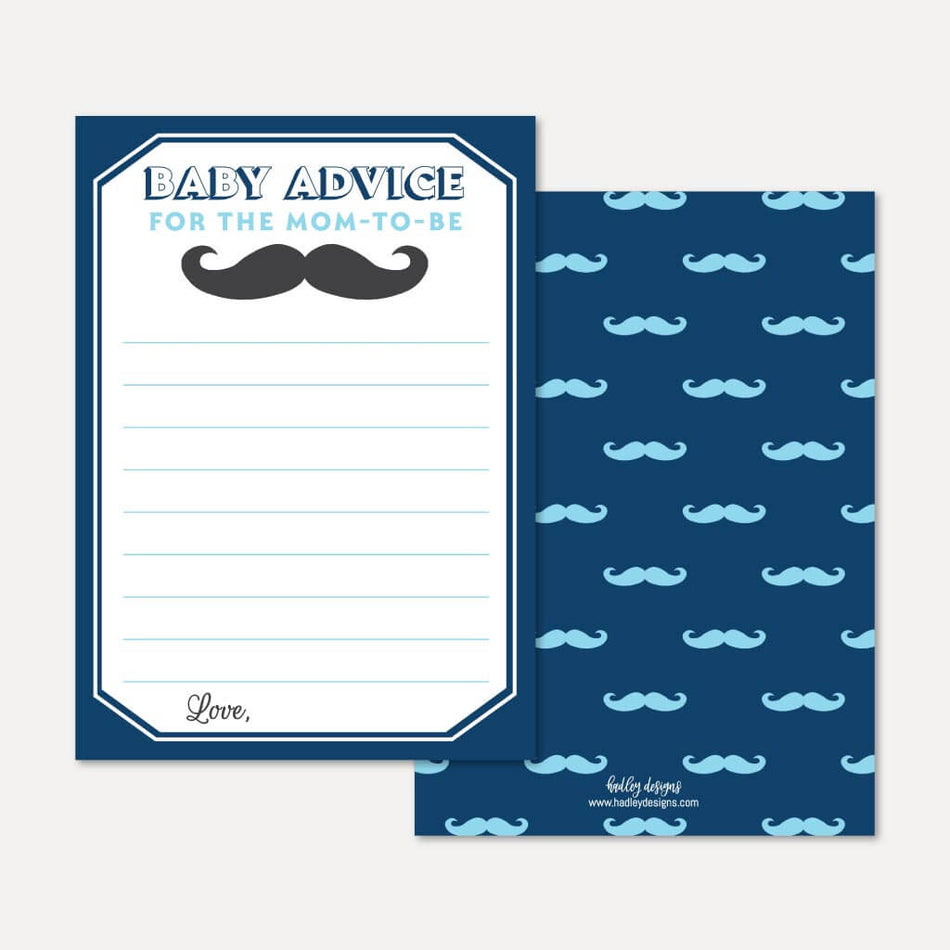 Little Man Baby Shower Advice Card Printable Template