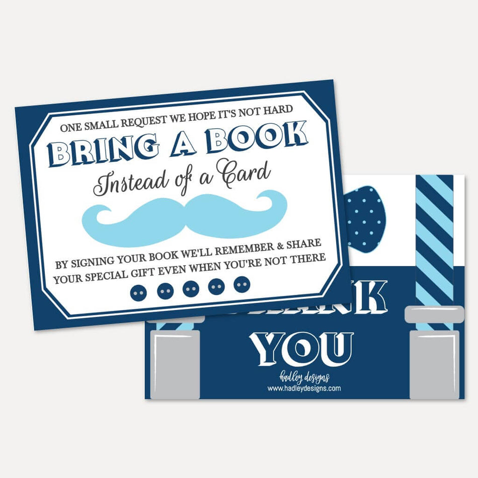 Little Man Baby Shower Book Request Card Printable Template