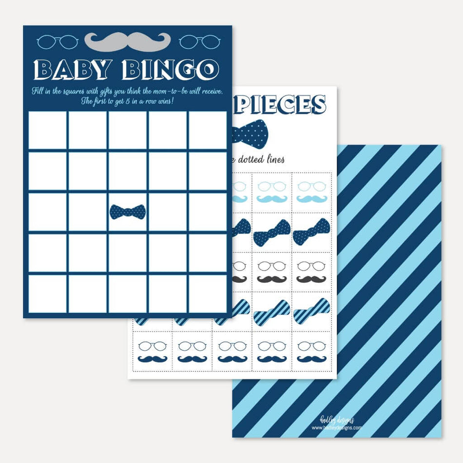 Little Man Baby Shower Bingo Game Printable Template
