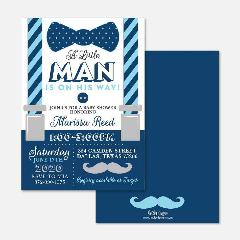 Little Man Baby Shower Invitation Printable Template