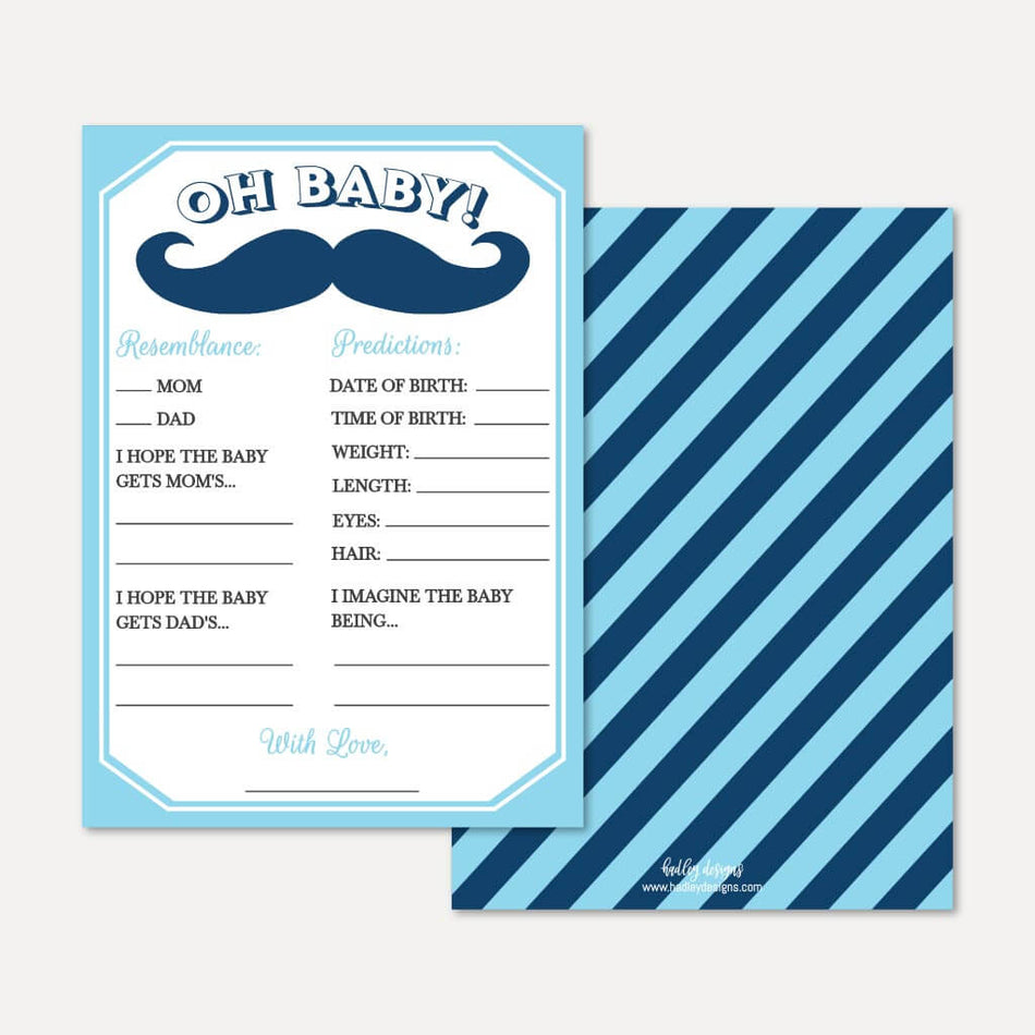 Little Man Baby Shower Predictions Printable Template