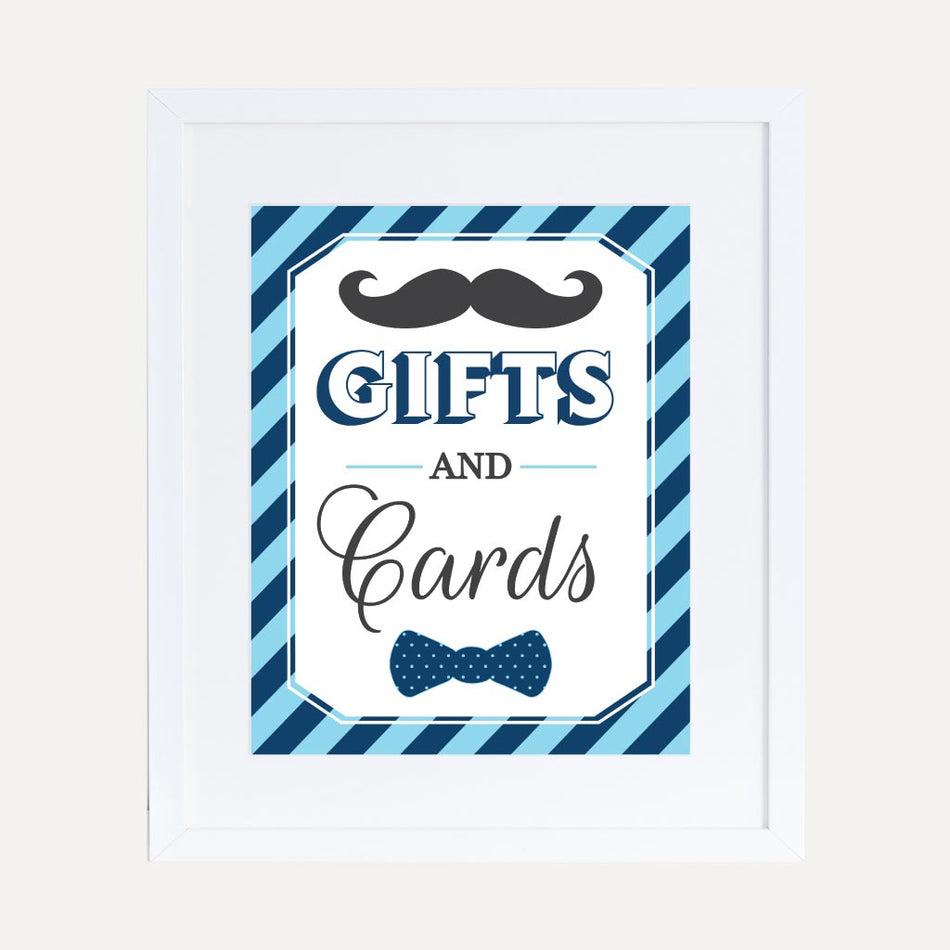 Little Man Baby Shower Cards and Gifts Sign Printable Template