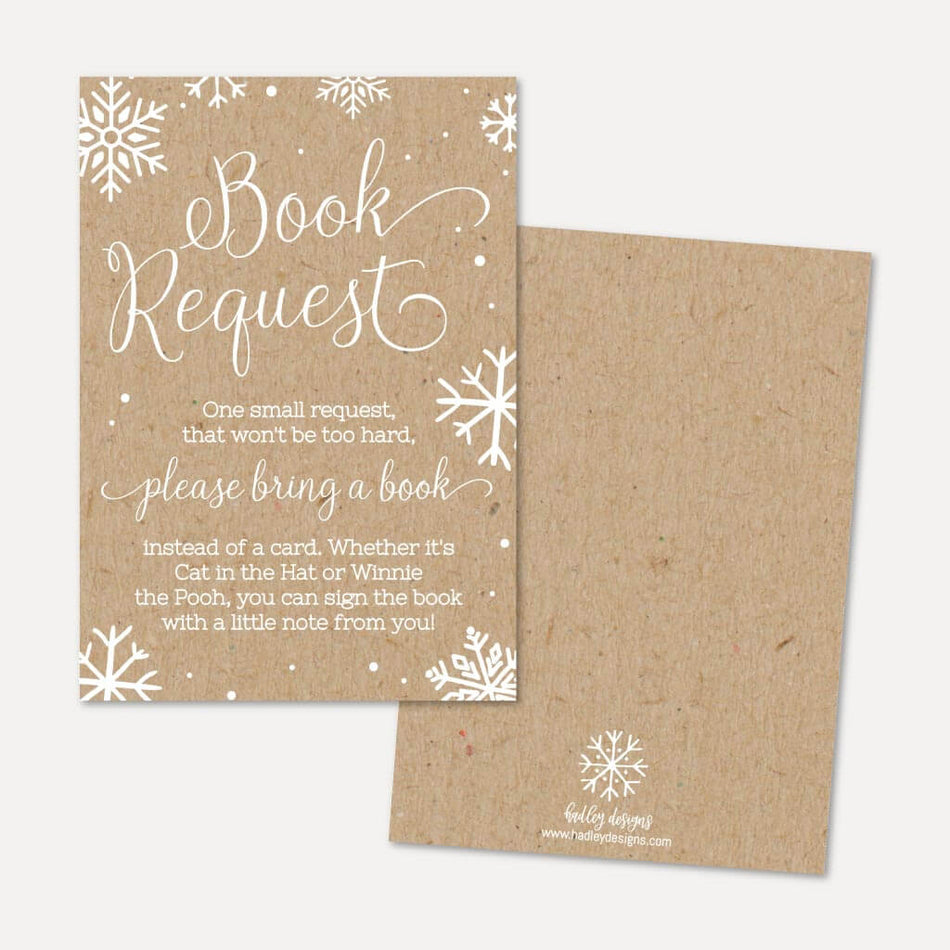 Little Snowflake Baby Shower Book Request Card Printable Template