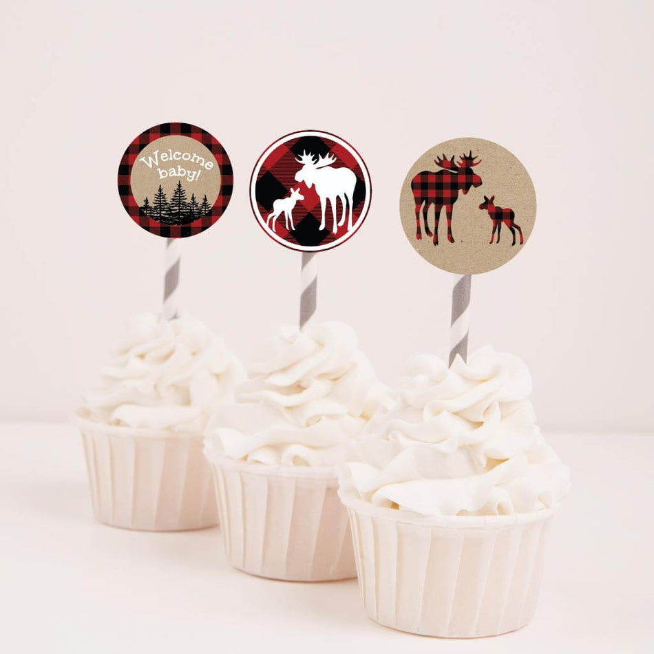 Lumberjack Baby Shower Cupcake Toppers Printable Template