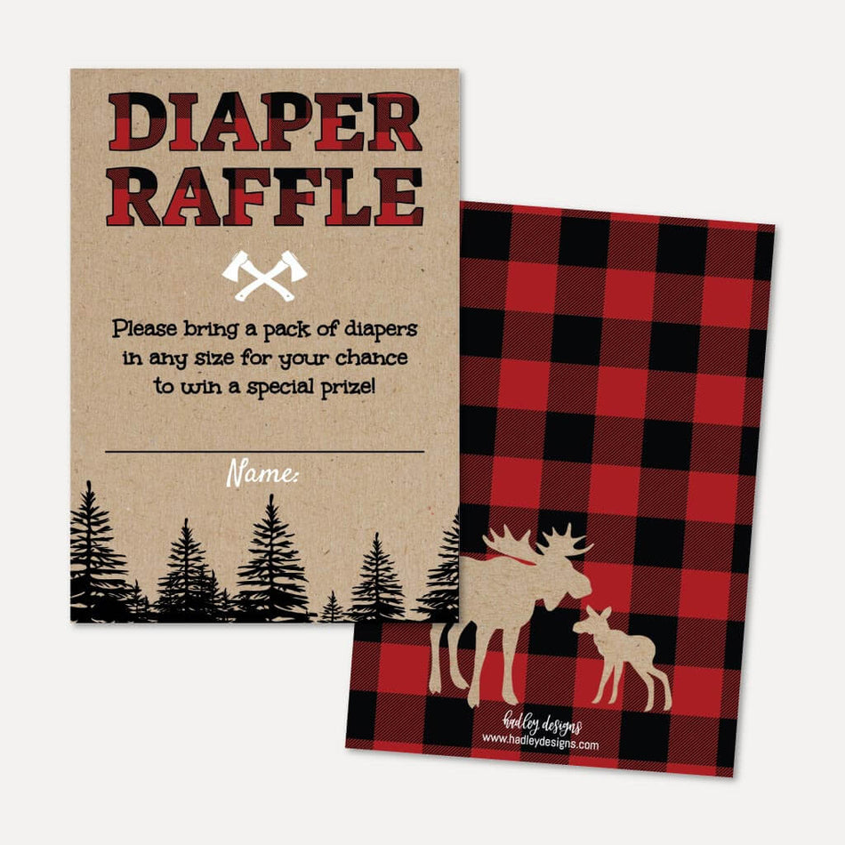 Printable Lumberjack Baby Shower Diaper Raffle Template | Hadley Designs