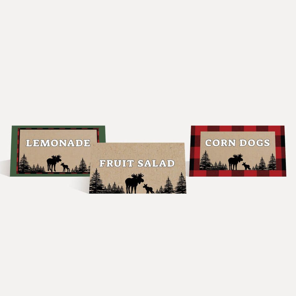 Lumberjack Baby Shower Food Tent Cards Printable Template