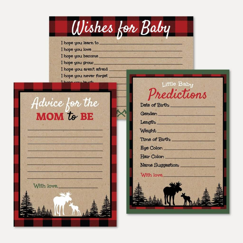 Lumberjack Baby Shower Prediction Advice Wishes Bundle Printable Template