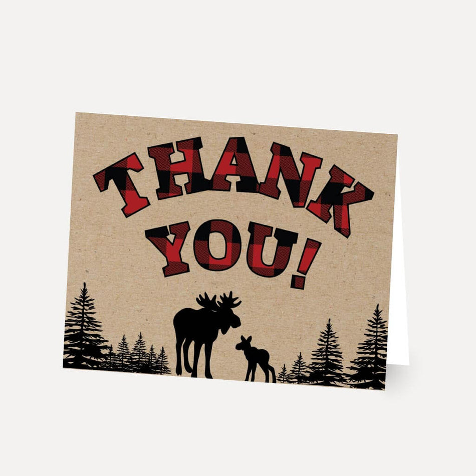 Lumberjack Baby Shower Thank You Card Printable Template