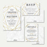 Marble and Gold Geometric Wedding Invitation Suite Printable Template