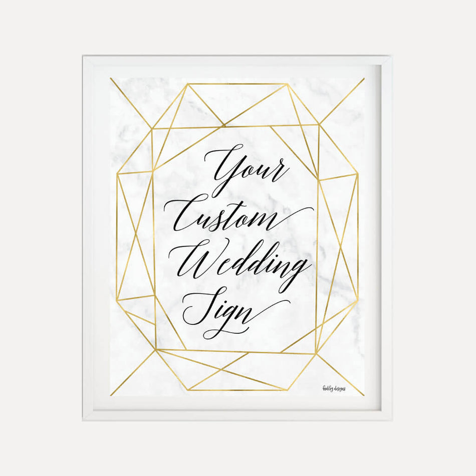 Marble and Gold Geometric Wedding Custom Sign Printable Template
