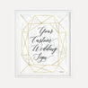 Marble and Gold Geometric Wedding Custom Sign Printable Template
