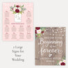 Mason Jar Rustic Burgundy Blush Wedding Complete Package Set Printable Template