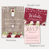 Mason Jar Rustic Burgundy Blush Wedding Complete Package Set Printable Template