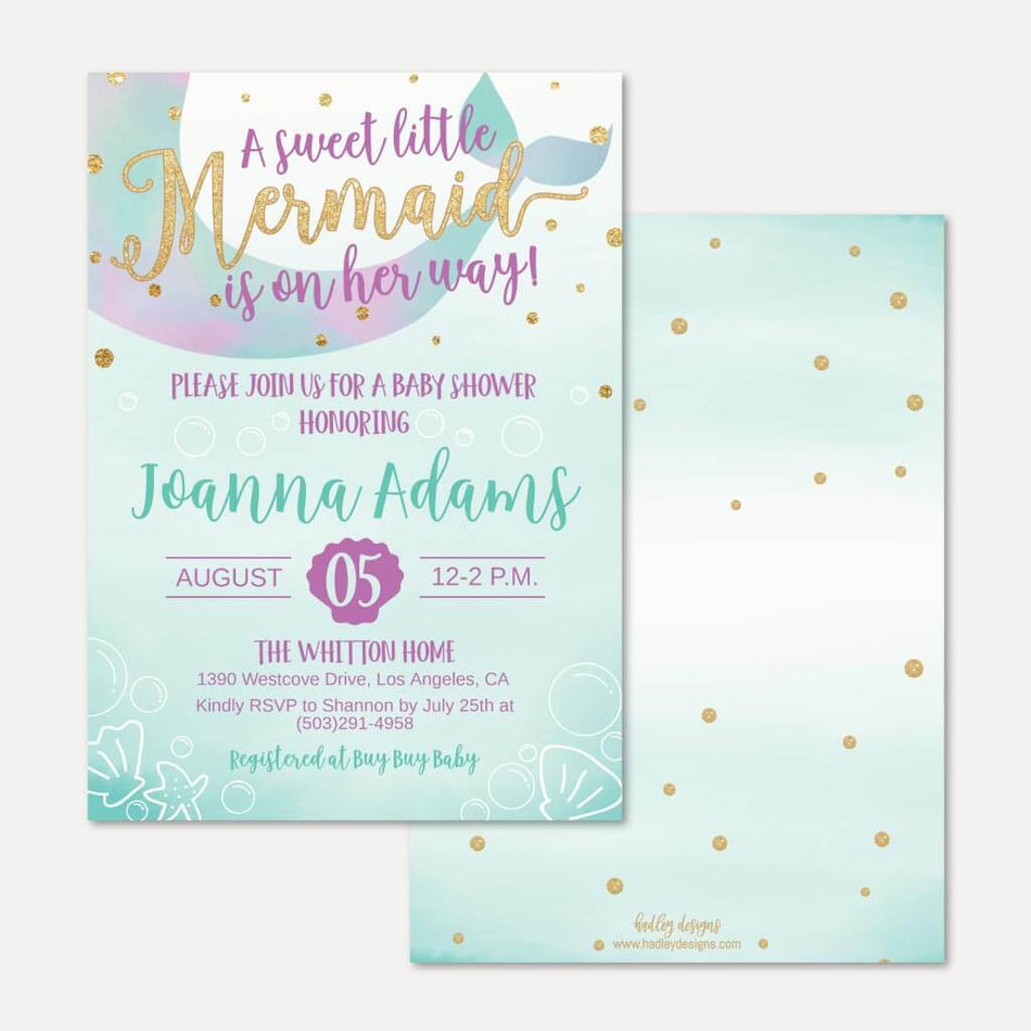 Mermaid Baby Shower Invitation Printable Template