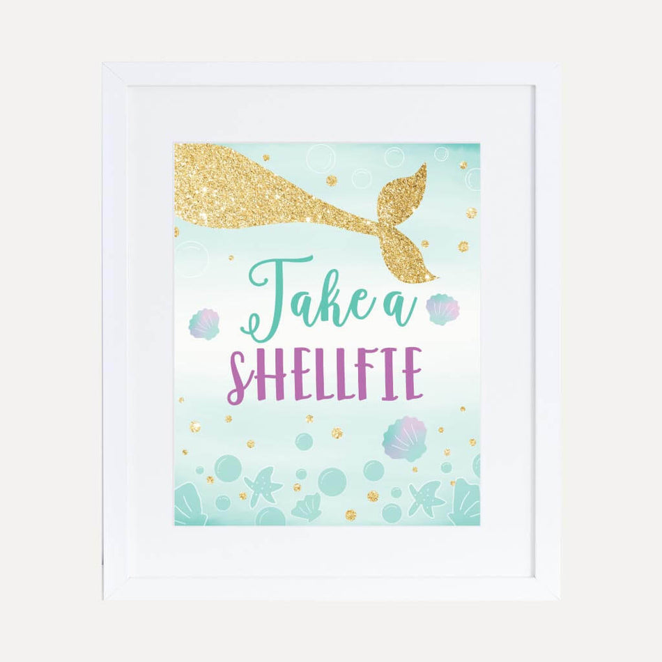 Mermaid Baby Shower Selfie Sign Printable Template