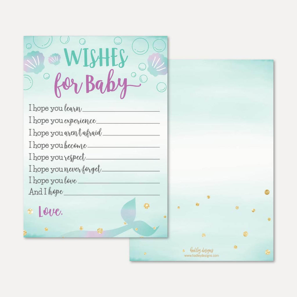 Mermaid Baby Shower Wishes Card Printable Template