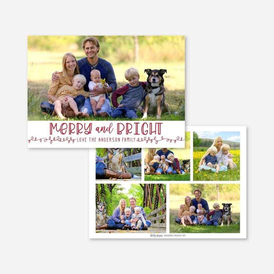 Merry and Bright Christmas Card Printable Template