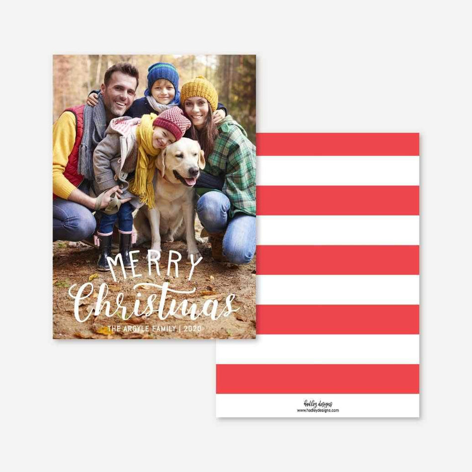 Merry Christmas Stripes Christmas Card Printable Template