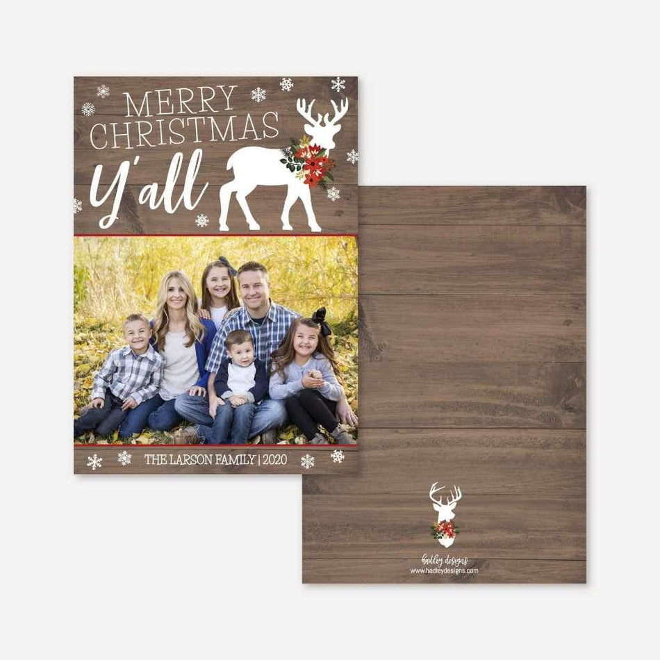 Merry Christmas Y'all Deer Christmas Card Printable Template
