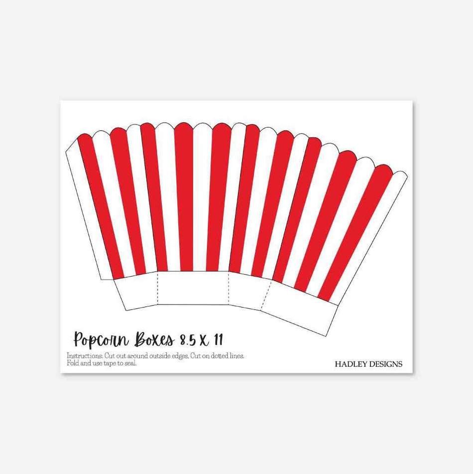 Movie Party Popcorn Bags Printable Template