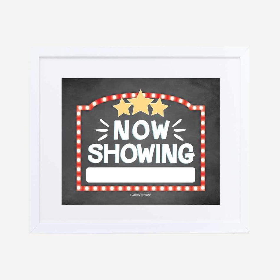 Movie Party Now Showing Sign Printable Template