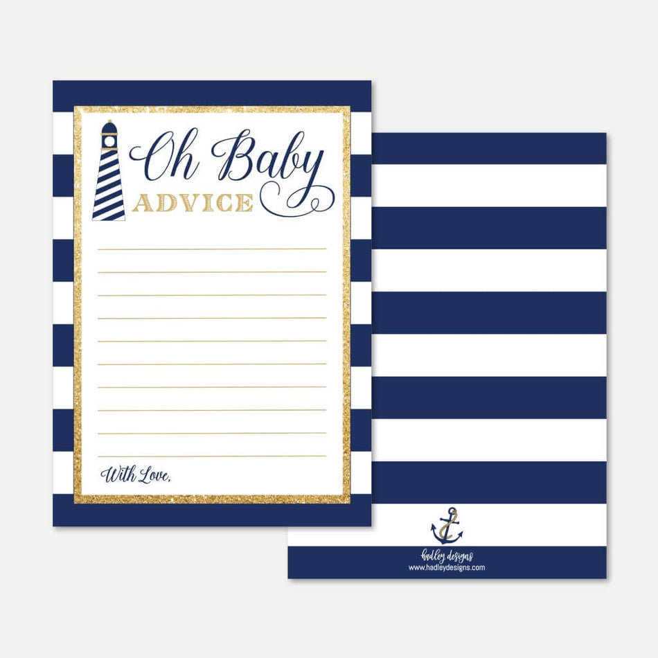 Nautical Baby Shower Advice Card Printable Template