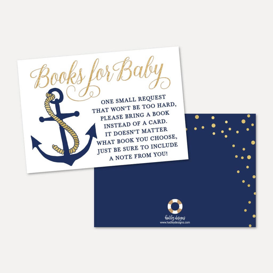 Nautical Baby Shower Book Request Card Printable Template