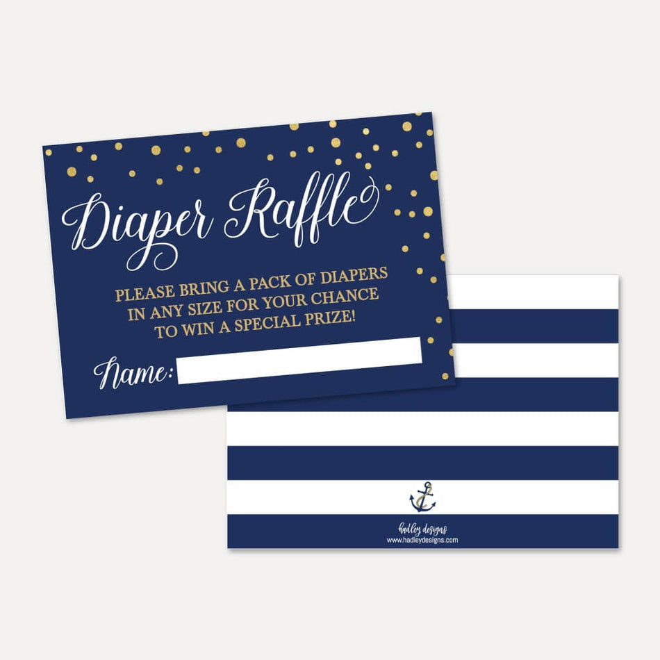 Nautical Baby Shower Diaper Raffle Printable Template