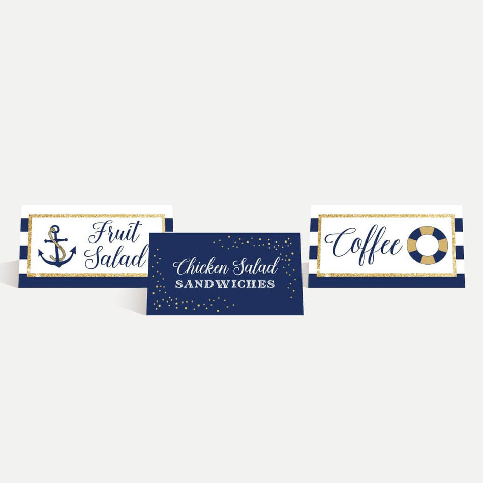 Nautical Baby Shower Food Tent Cards Printable Template