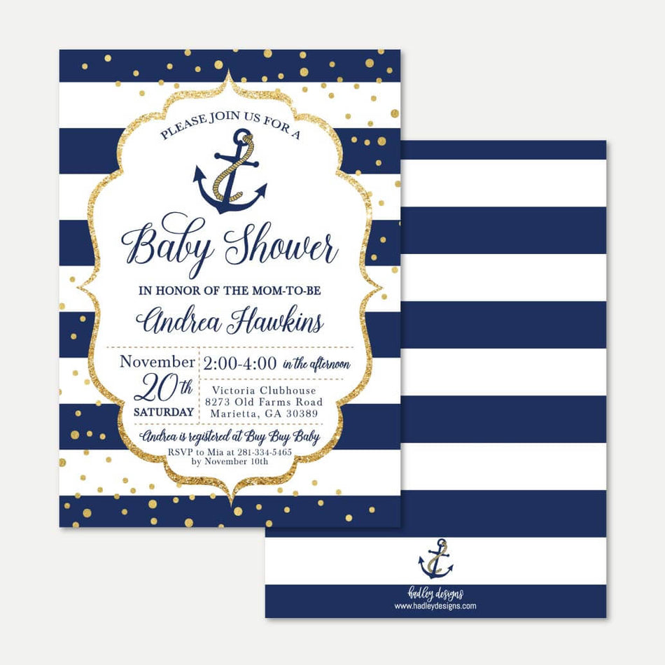 Nautical Baby Shower Invitation Printable Template