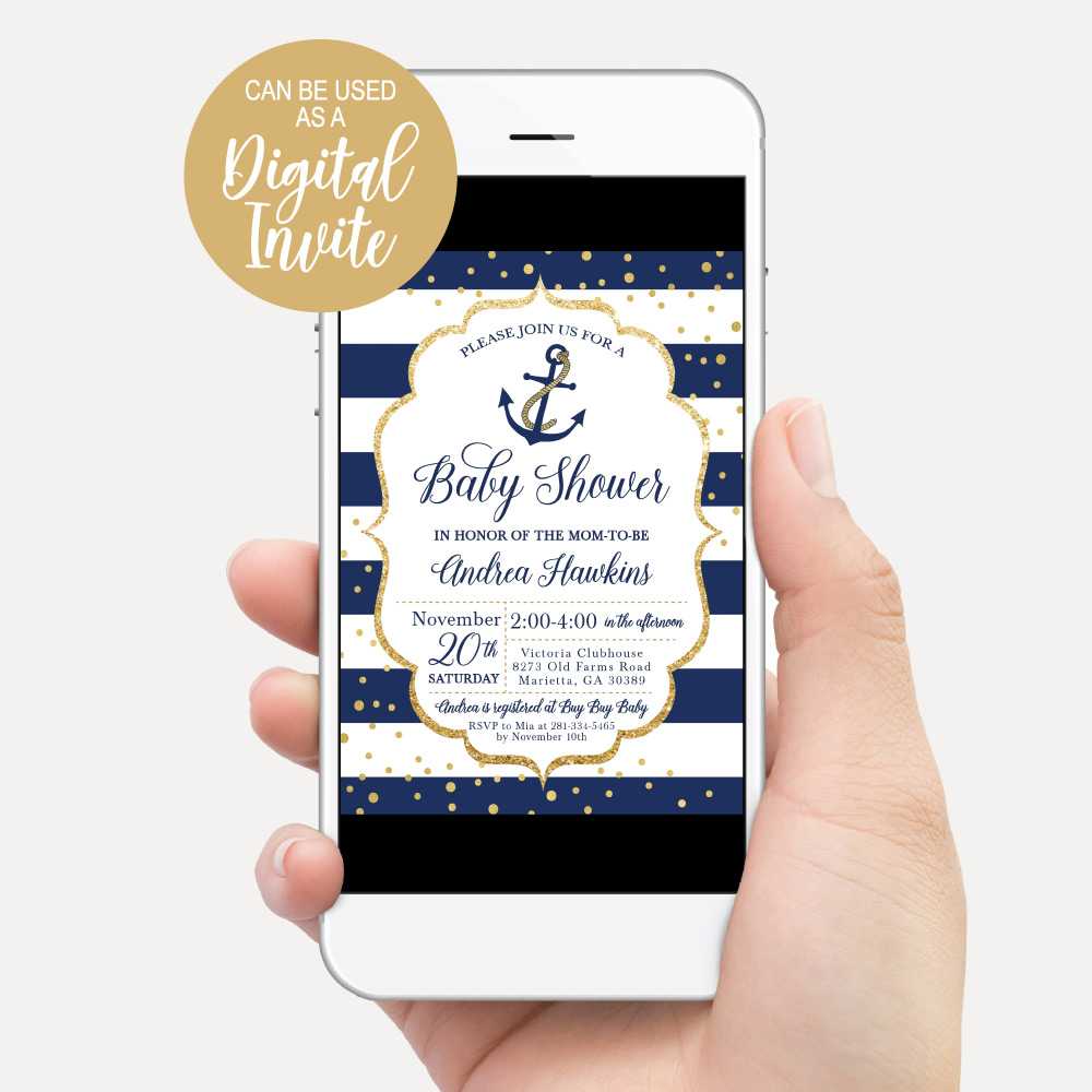 Printable Nautical Baby Shower Invitation Suite Template | Hadley ...