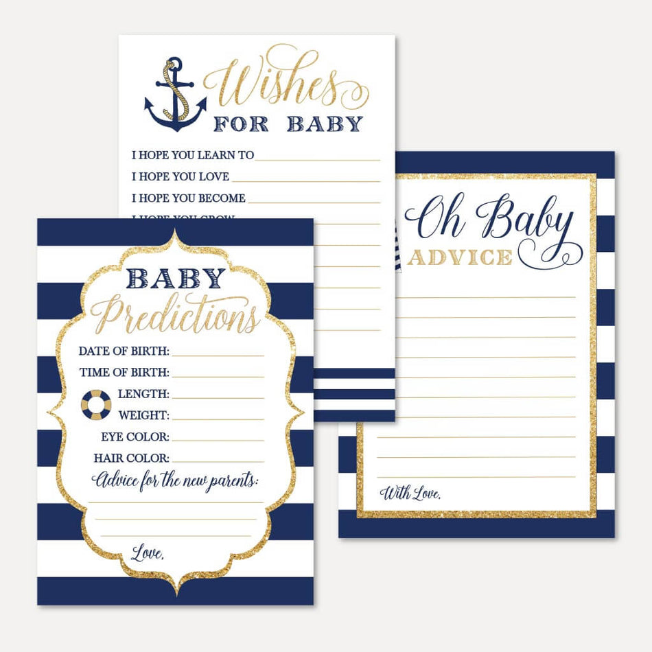 Nautical Baby Shower Prediction Advice Wishes Bundle Printable Template
