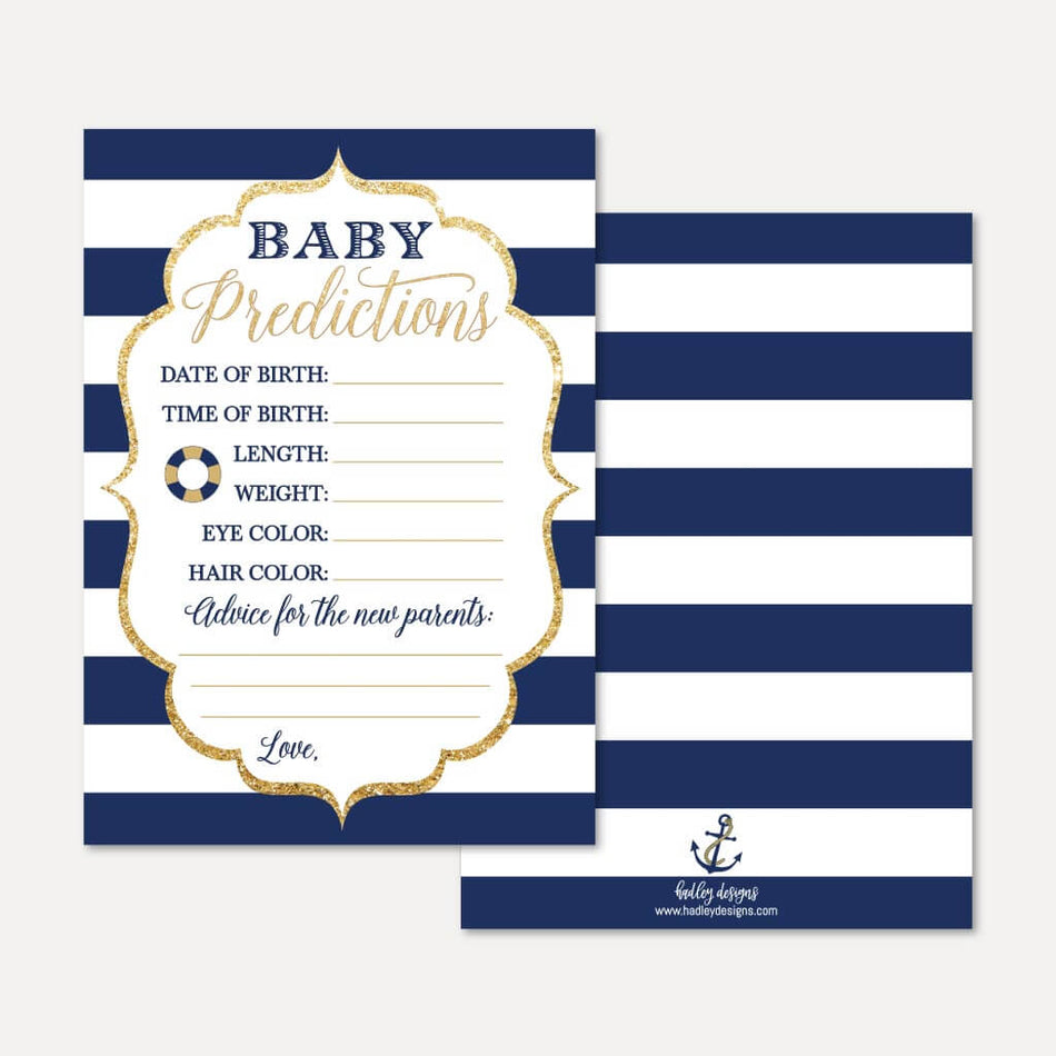 Nautical Baby Shower Predictions Printable Template