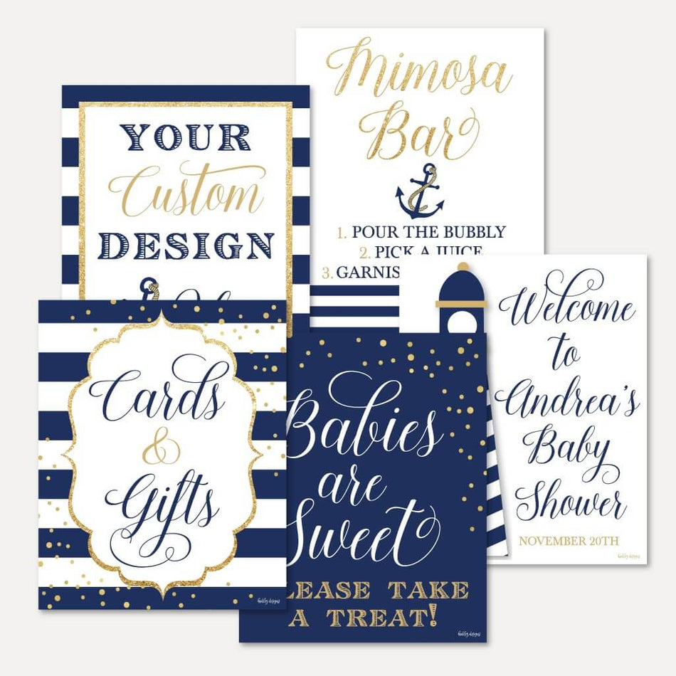 Printable Nautical Baby Shower Signs Set Templates | Hadley Designs