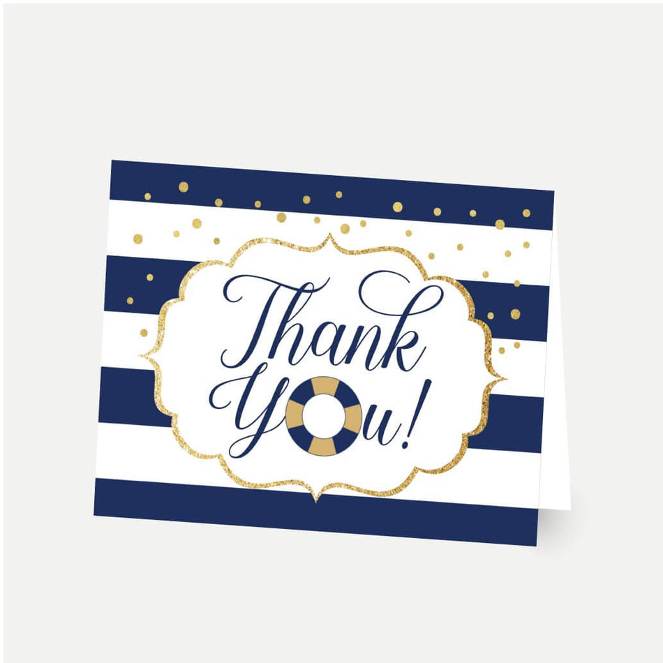 Nautical Baby Shower Thank You Card Printable Template