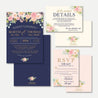 Navy and Blush Elegant Floral Wedding Invitation Suite Printable Template