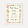 Navy and Blush Elegant Floral Wedding Bar Drinks Sign Printable Template